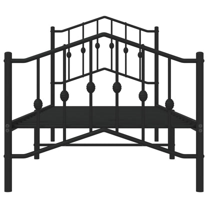 Bedframe Met Hoofd- En Voeteneinde Metaal 80 x 200 cm Zwart met hoofdbord & voetbord