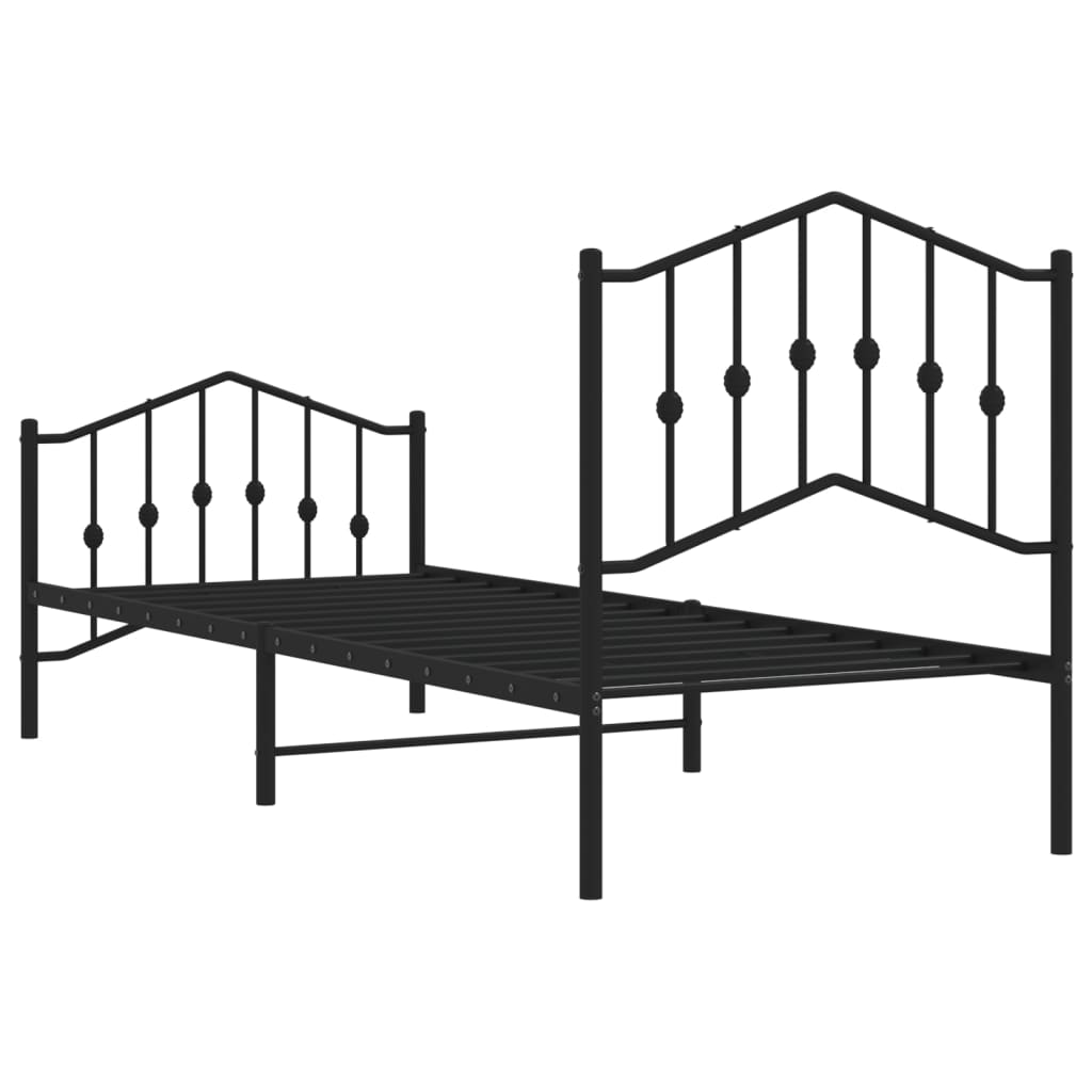 Bedframe Met Hoofd- En Voeteneinde Metaal 80 x 200 cm Zwart met hoofdbord & voetbord