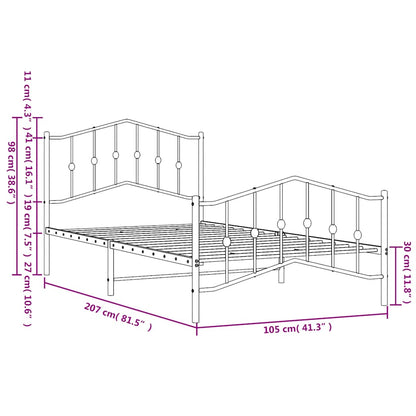Bedframe Met Hoofd- En Voeteneinde Metaal 100 x 200 cm