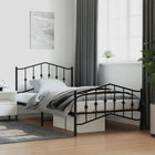 Bedframe Met Hoofd- En Voeteneinde Metaal 100 x 200 cm Zwart met hoofdbord & voetbord