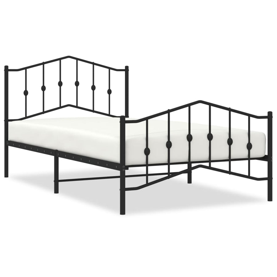 Bedframe Met Hoofd- En Voeteneinde Metaal 107 x 203 cm Zwart met hoofdbord & voetbord
