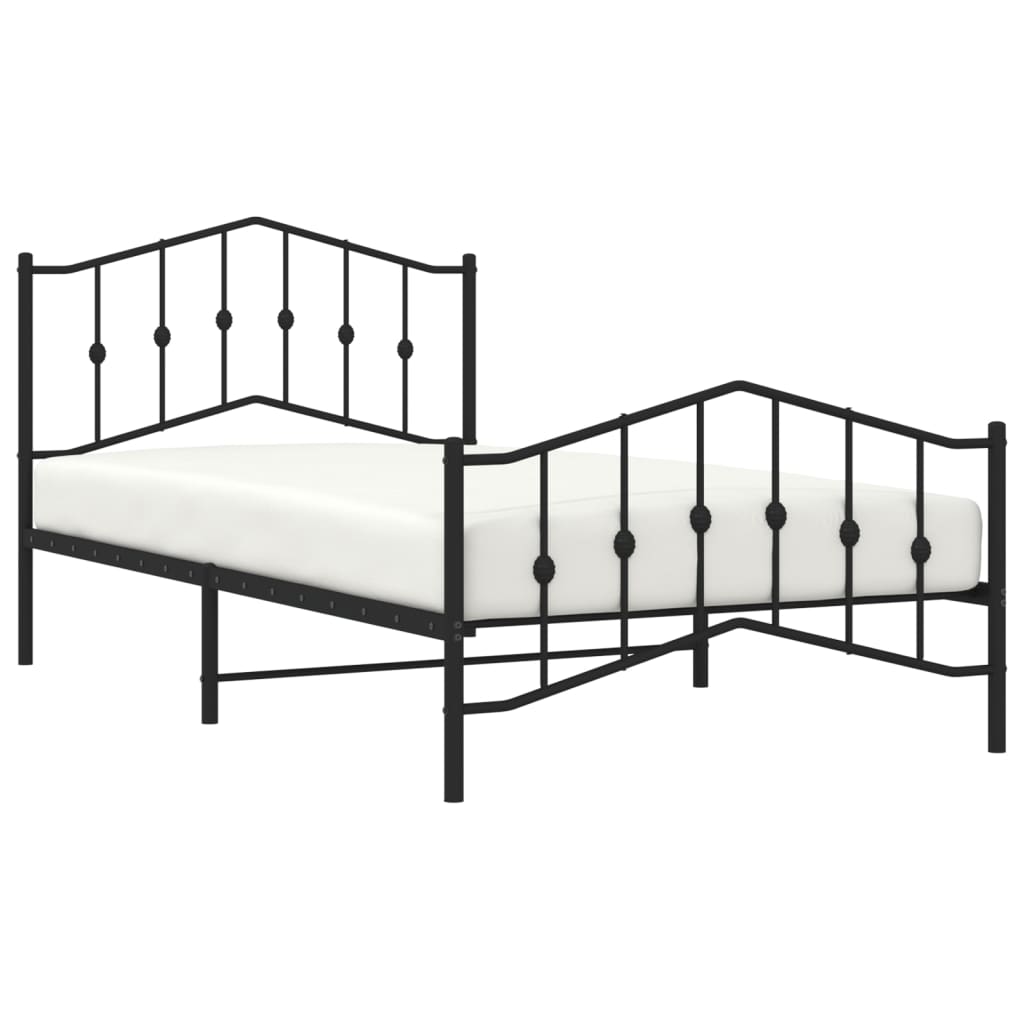 Bedframe Met Hoofd- En Voeteneinde Metaal 107 x 203 cm Zwart met hoofdbord & voetbord