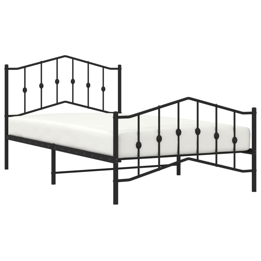 Bedframe Met Hoofd- En Voeteneinde Metaal 107 x 203 cm Zwart met hoofdbord & voetbord