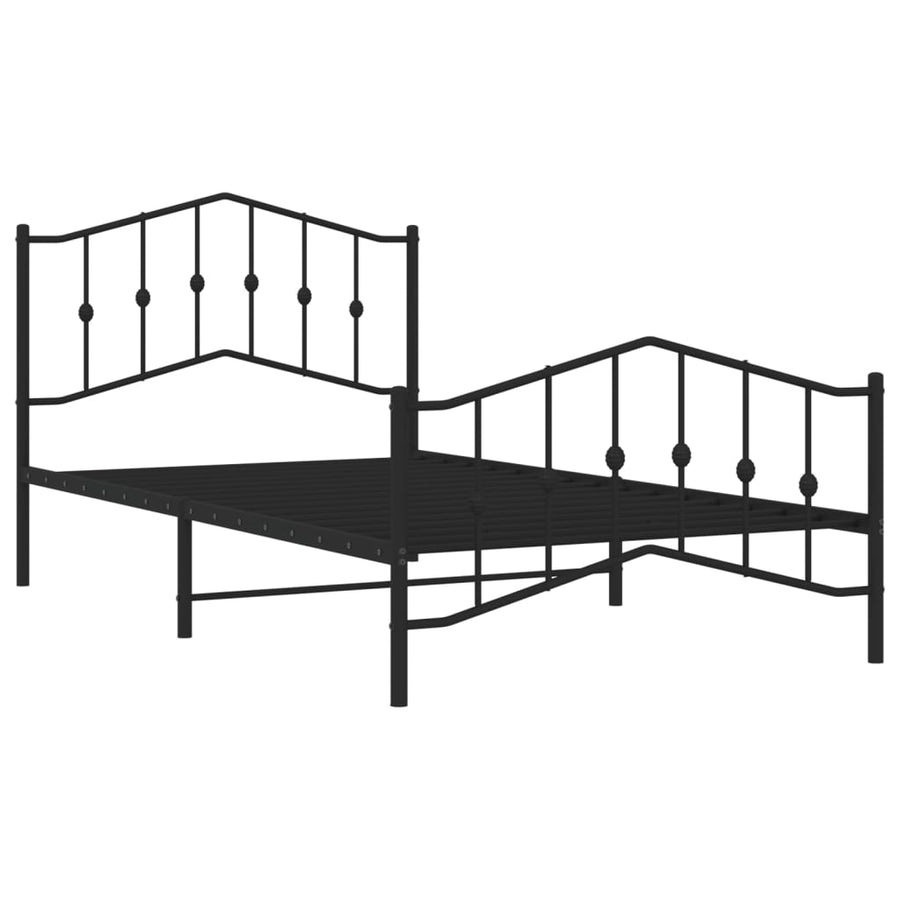 Bedframe Met Hoofd- En Voeteneinde Metaal 107 x 203 cm Zwart met hoofdbord & voetbord