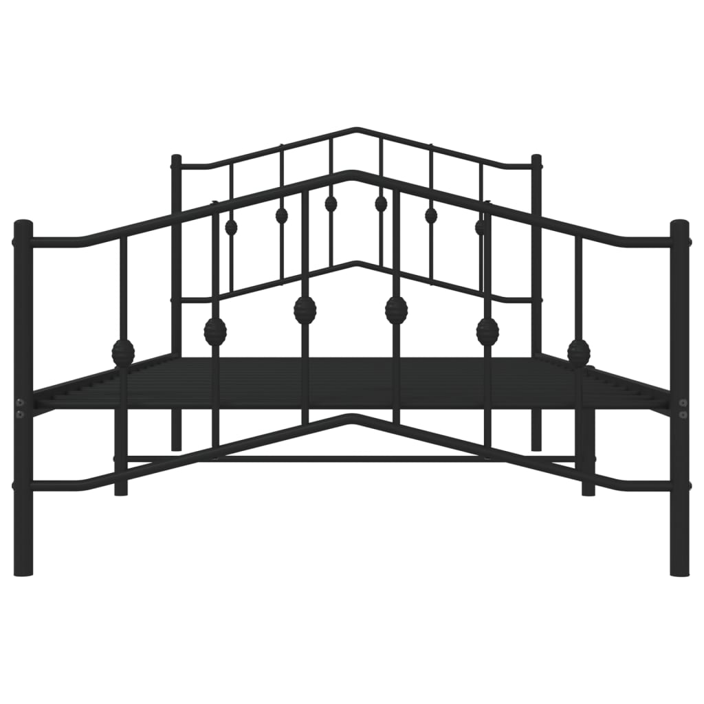 Bedframe Met Hoofd- En Voeteneinde Metaal 107 x 203 cm Zwart met hoofdbord & voetbord