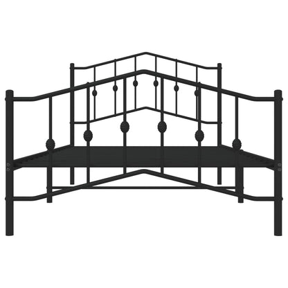Bedframe Met Hoofd- En Voeteneinde Metaal 107 x 203 cm Zwart met hoofdbord & voetbord