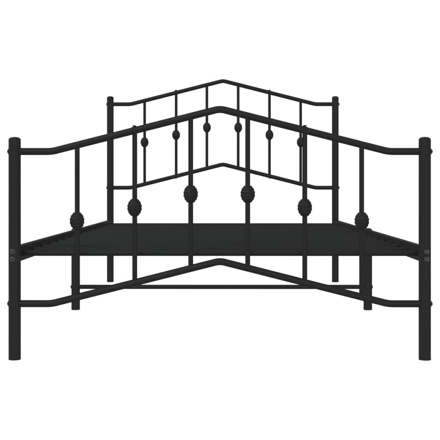 Bedframe Met Hoofd- En Voeteneinde Metaal 107 x 203 cm Zwart met hoofdbord & voetbord