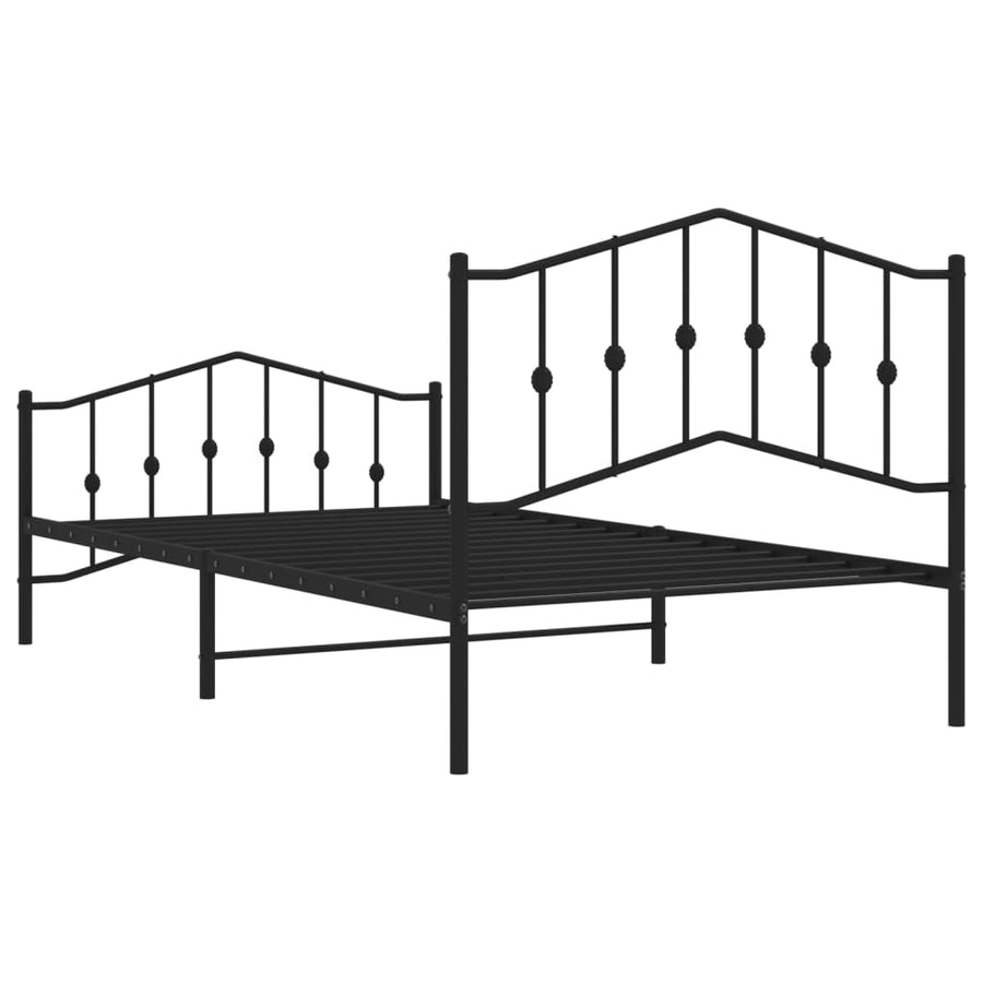 Bedframe Met Hoofd- En Voeteneinde Metaal 107 x 203 cm Zwart met hoofdbord & voetbord