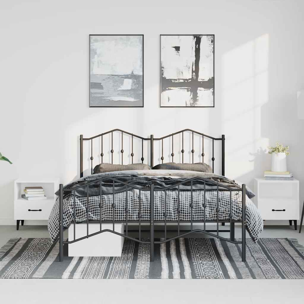 Bedframe Met Hoofd- En Voeteneinde Metaal 135 x 190 cm