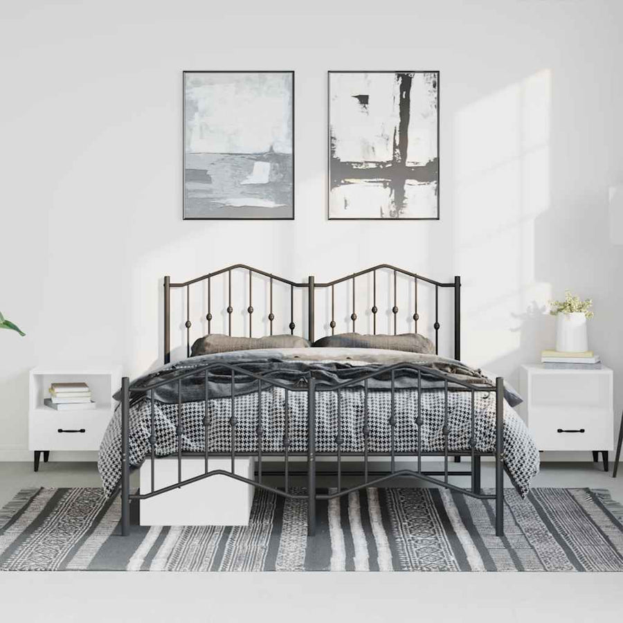 Bedframe Met Hoofd- En Voeteneinde Metaal 135 x 190 cm