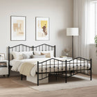 Bedframe Met Hoofd- En Voeteneinde Metaal 160 x 200 cm Zwart met hoofdbord & voetbord