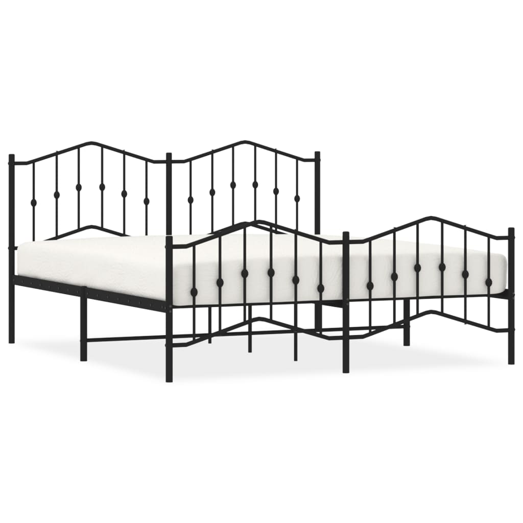 Bedframe Met Hoofd- En Voeteneinde Metaal 183 x 213 cm Zwart met hoofdbord & voetbord