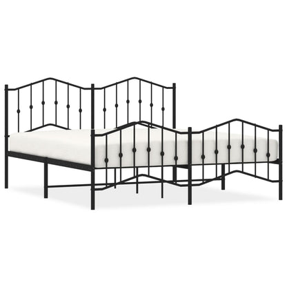 Bedframe Met Hoofd- En Voeteneinde Metaal 183 x 213 cm Zwart met hoofdbord & voetbord