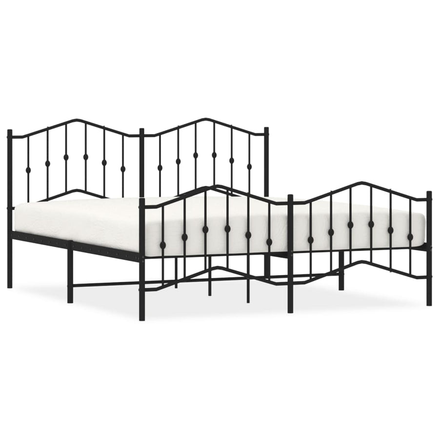 Bedframe Met Hoofd- En Voeteneinde Metaal 183 x 213 cm Zwart met hoofdbord & voetbord