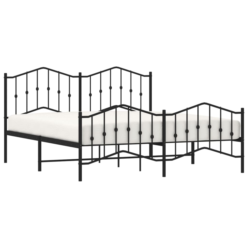 Bedframe Met Hoofd- En Voeteneinde Metaal 183 x 213 cm Zwart met hoofdbord & voetbord