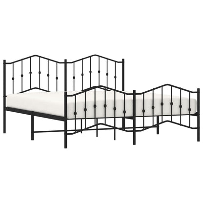 Bedframe Met Hoofd- En Voeteneinde Metaal 183 x 213 cm Zwart met hoofdbord & voetbord