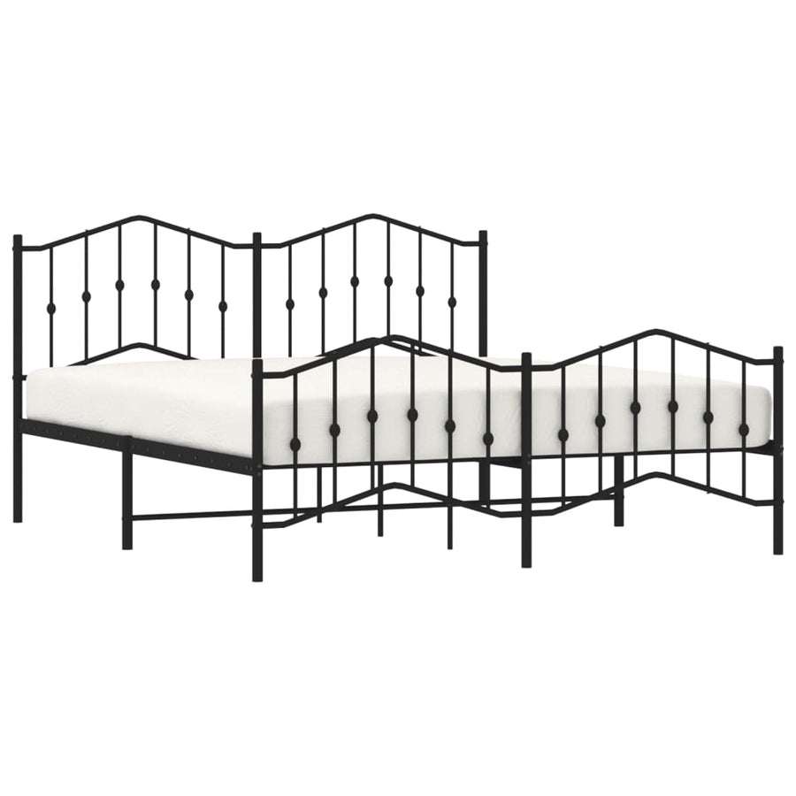 Bedframe Met Hoofd- En Voeteneinde Metaal 183 x 213 cm Zwart met hoofdbord & voetbord