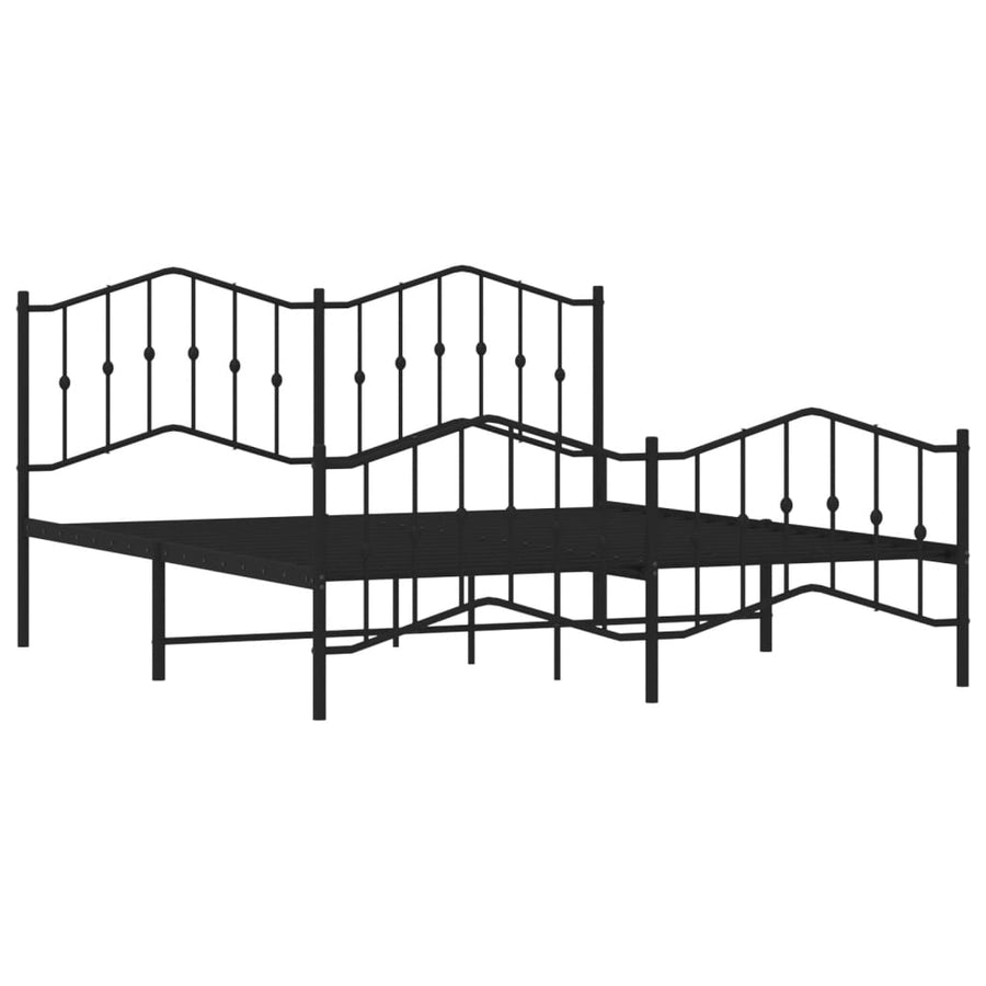 Bedframe Met Hoofd- En Voeteneinde Metaal 183 x 213 cm Zwart met hoofdbord & voetbord