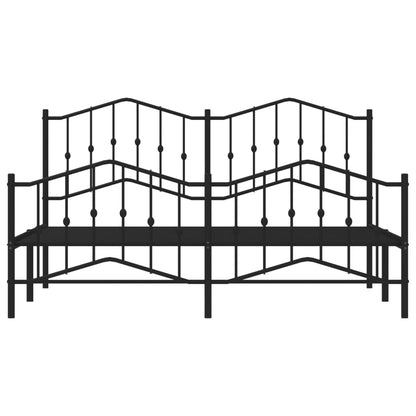 Bedframe Met Hoofd- En Voeteneinde Metaal 183 x 213 cm Zwart met hoofdbord & voetbord