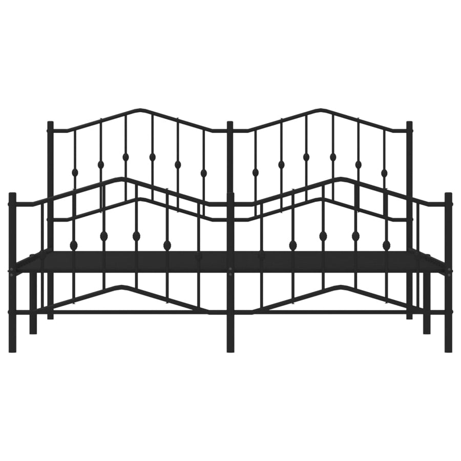 Bedframe Met Hoofd- En Voeteneinde Metaal 183 x 213 cm Zwart met hoofdbord & voetbord