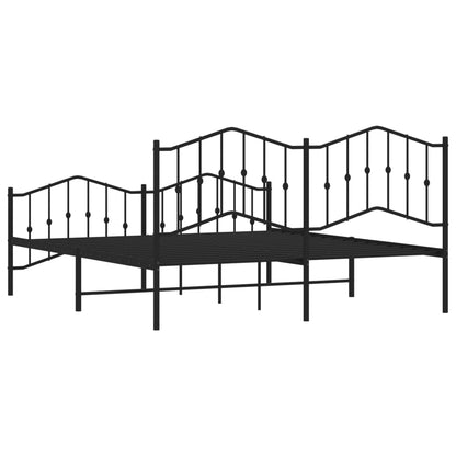 Bedframe Met Hoofd- En Voeteneinde Metaal 183 x 213 cm Zwart met hoofdbord & voetbord