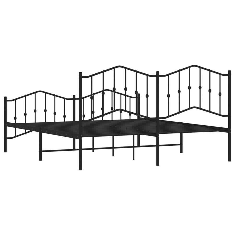 Bedframe Met Hoofd- En Voeteneinde Metaal 183 x 213 cm Zwart met hoofdbord & voetbord
