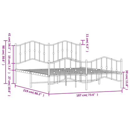 Bedframe Met Hoofd- En Voeteneinde Metaal 183 x 213 cm Zwart met hoofdbord & voetbord