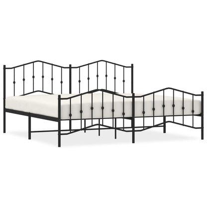 Bedframe Met Hoofd- En Voeteneinde Metaal 193 x 203 cm Zwart met hoofdbord & voetbord