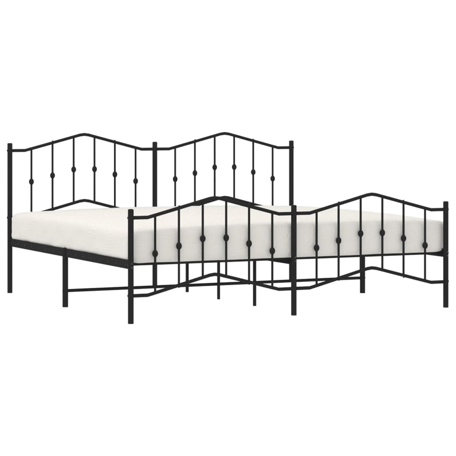 Bedframe Met Hoofd- En Voeteneinde Metaal 193 x 203 cm Zwart met hoofdbord & voetbord