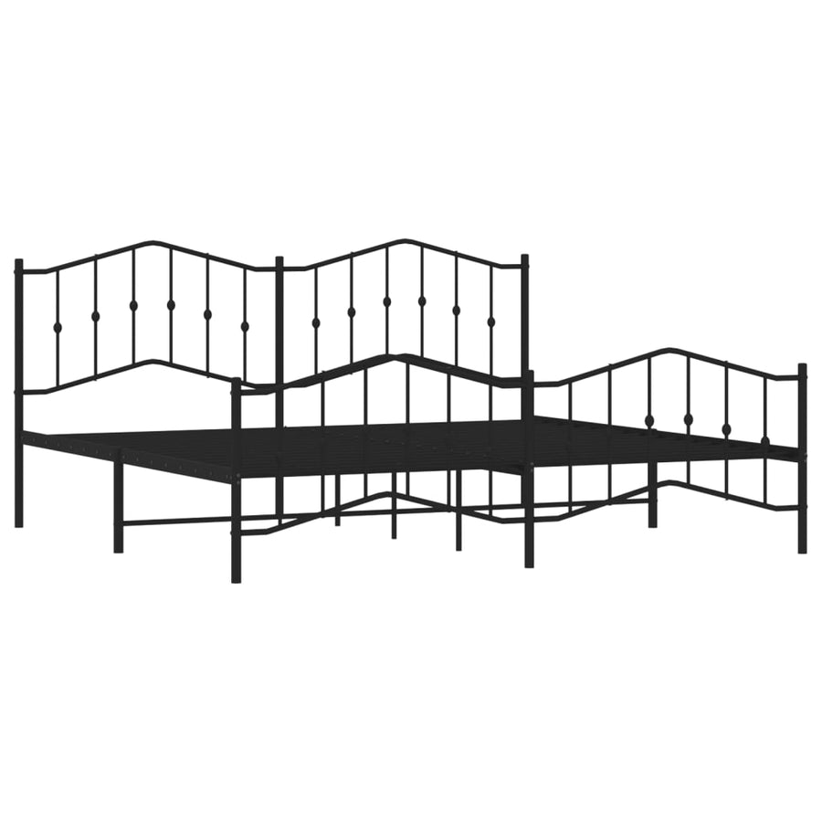 Bedframe Met Hoofd- En Voeteneinde Metaal 193 x 203 cm Zwart met hoofdbord & voetbord