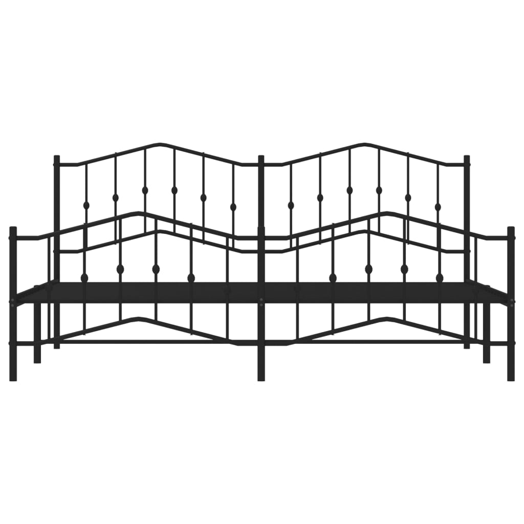 Bedframe Met Hoofd- En Voeteneinde Metaal 193 x 203 cm Zwart met hoofdbord & voetbord