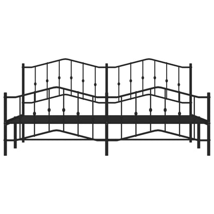 Bedframe Met Hoofd- En Voeteneinde Metaal 193 x 203 cm Zwart met hoofdbord & voetbord