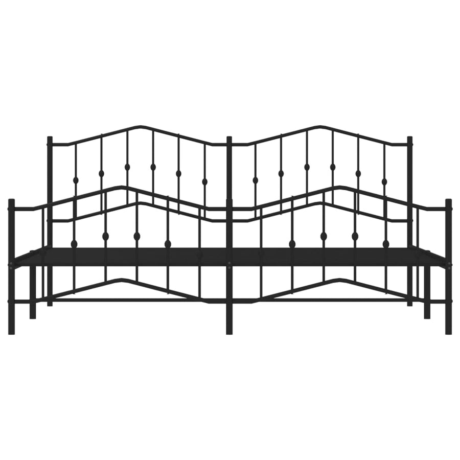 Bedframe Met Hoofd- En Voeteneinde Metaal 193 x 203 cm Zwart met hoofdbord & voetbord