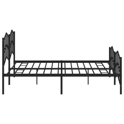 Bedframe Met Hoofd- En Voeteneinde Metaal 193 x 203 cm Zwart met hoofdbord & voetbord