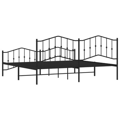 Bedframe Met Hoofd- En Voeteneinde Metaal 193 x 203 cm Zwart met hoofdbord & voetbord