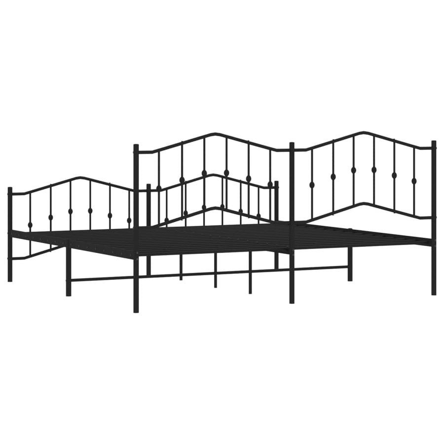 Bedframe Met Hoofd- En Voeteneinde Metaal 193 x 203 cm Zwart met hoofdbord & voetbord