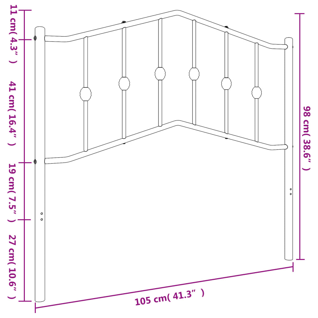 Hoofdbord Metaal 100 cm Zwart