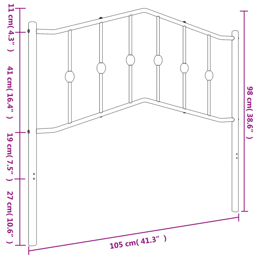 Hoofdbord Metaal 100 cm Zwart