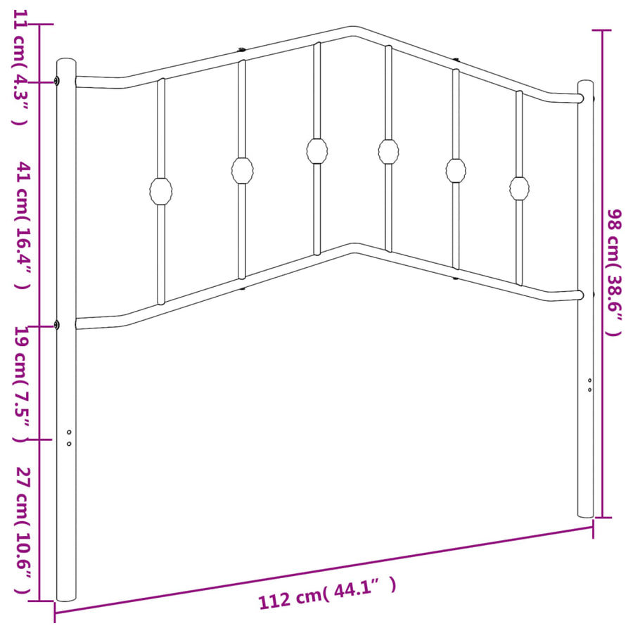 Hoofdbord Metaal 107 cm Zwart