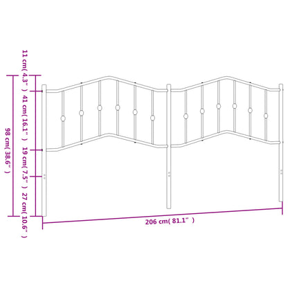 Hoofdbord Metaal 200 cm Zwart