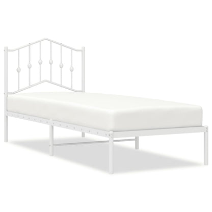 Bedframe Metaal 75 X 190 Cm Wit met hoofdbord