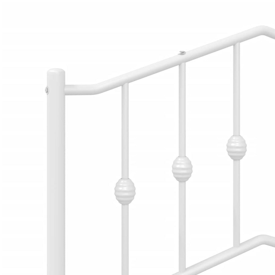 Bedframe Metaal 75 X 190 Cm Wit met hoofdbord