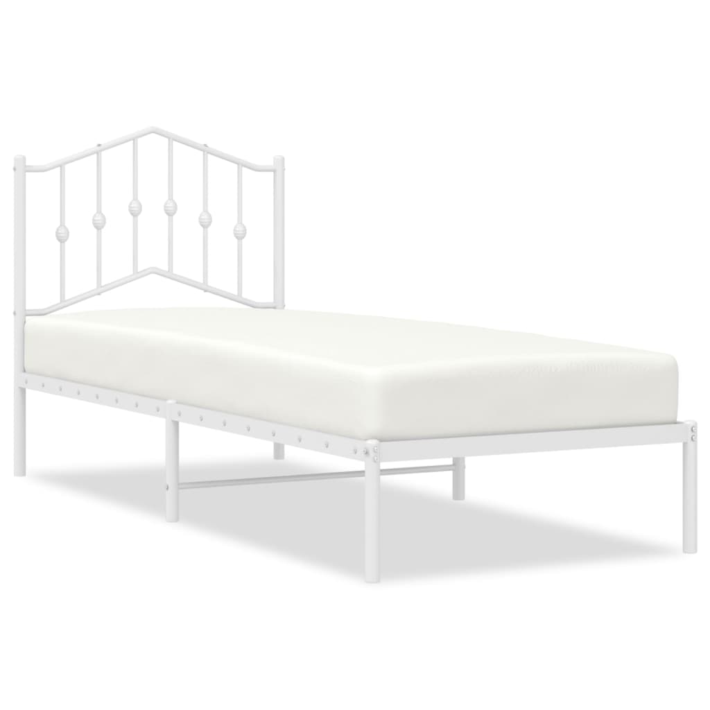 Bedframe met hoofdbord metaal wit 80x200 cm