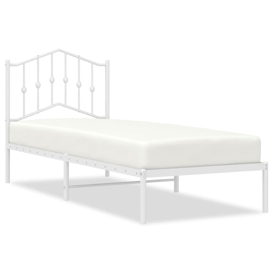 Bedframe met hoofdbord metaal wit 80x200 cm