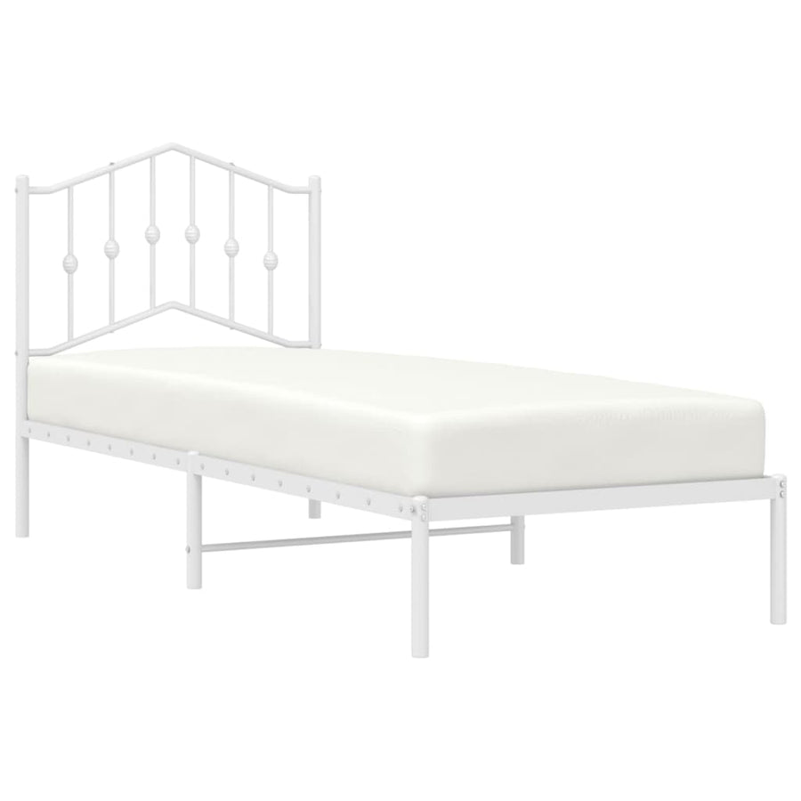 Bedframe met hoofdbord metaal wit 80x200 cm