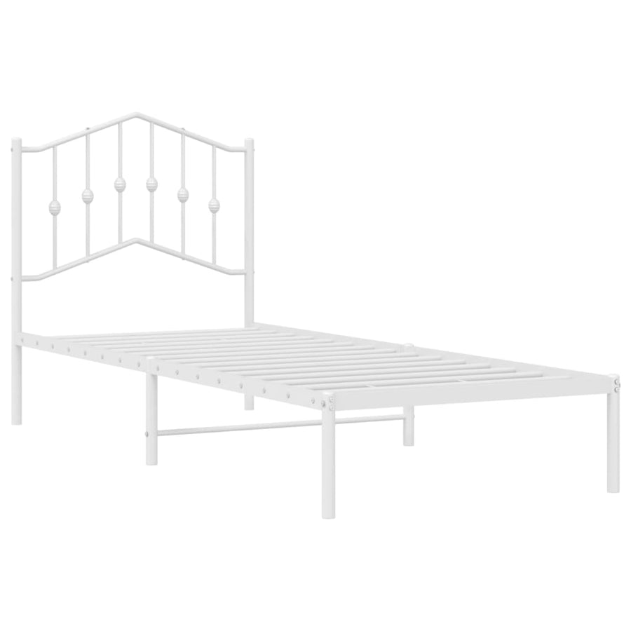 Bedframe met hoofdbord metaal wit 80x200 cm