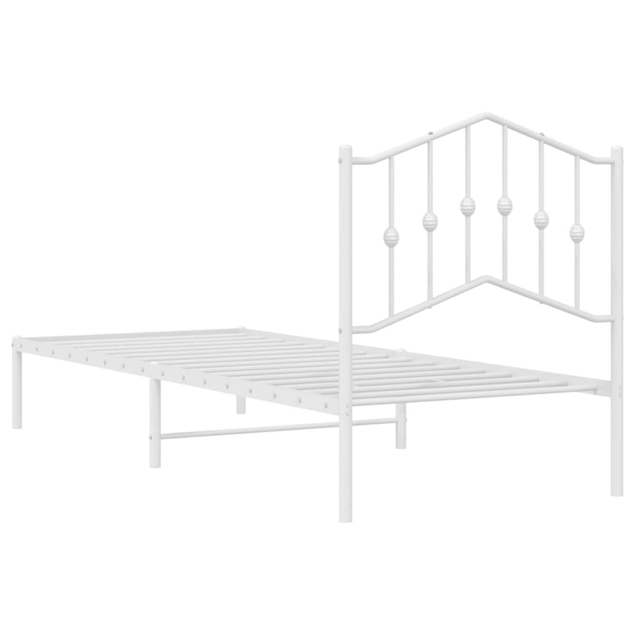 Bedframe met hoofdbord metaal wit 80x200 cm