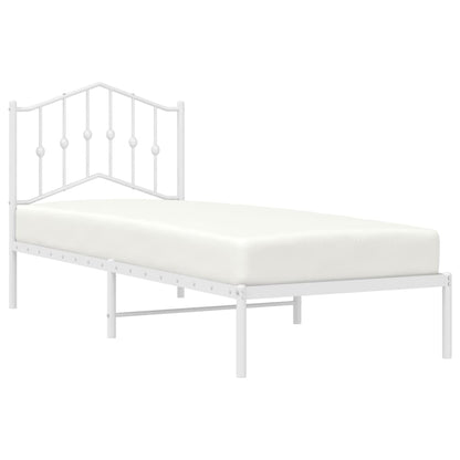 Bedframe Metaal 90 x 190 cm Wit met hoofdbord