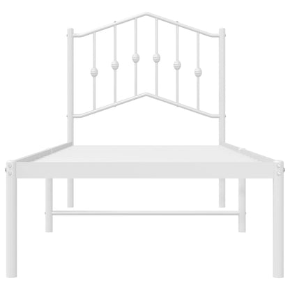 Bedframe Metaal 90 x 190 cm Wit met hoofdbord