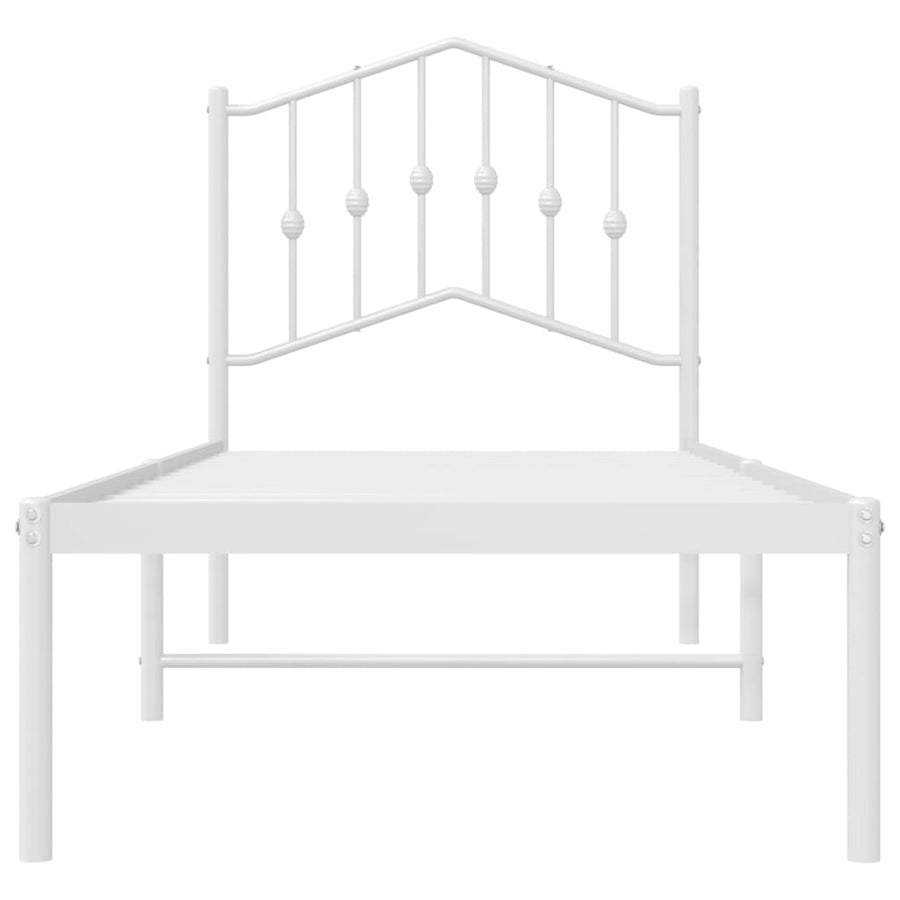 Bedframe Metaal 90 x 190 cm Wit met hoofdbord